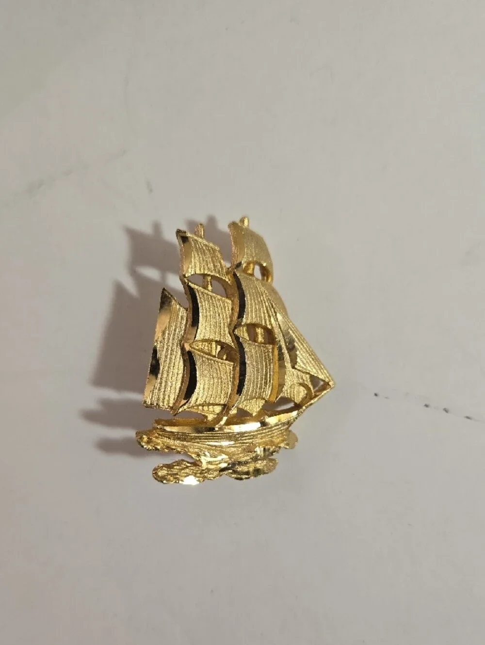 Gold Ship Brooch Pin